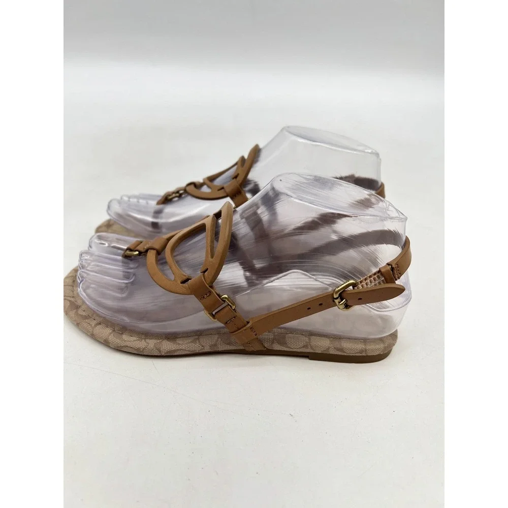 COACH WOMEN'S JERI LOGO MONOGRAMMED SIGNATURE SANDALS SADDLESTONE 5
